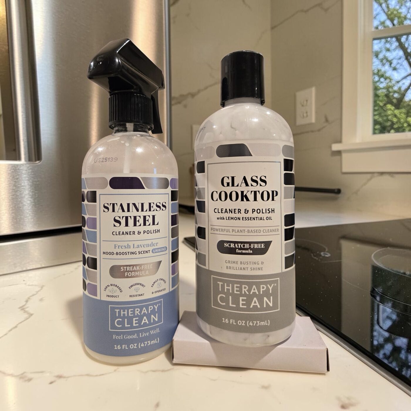 Therapy Clean stainless steel and glass cooktop cleaners
